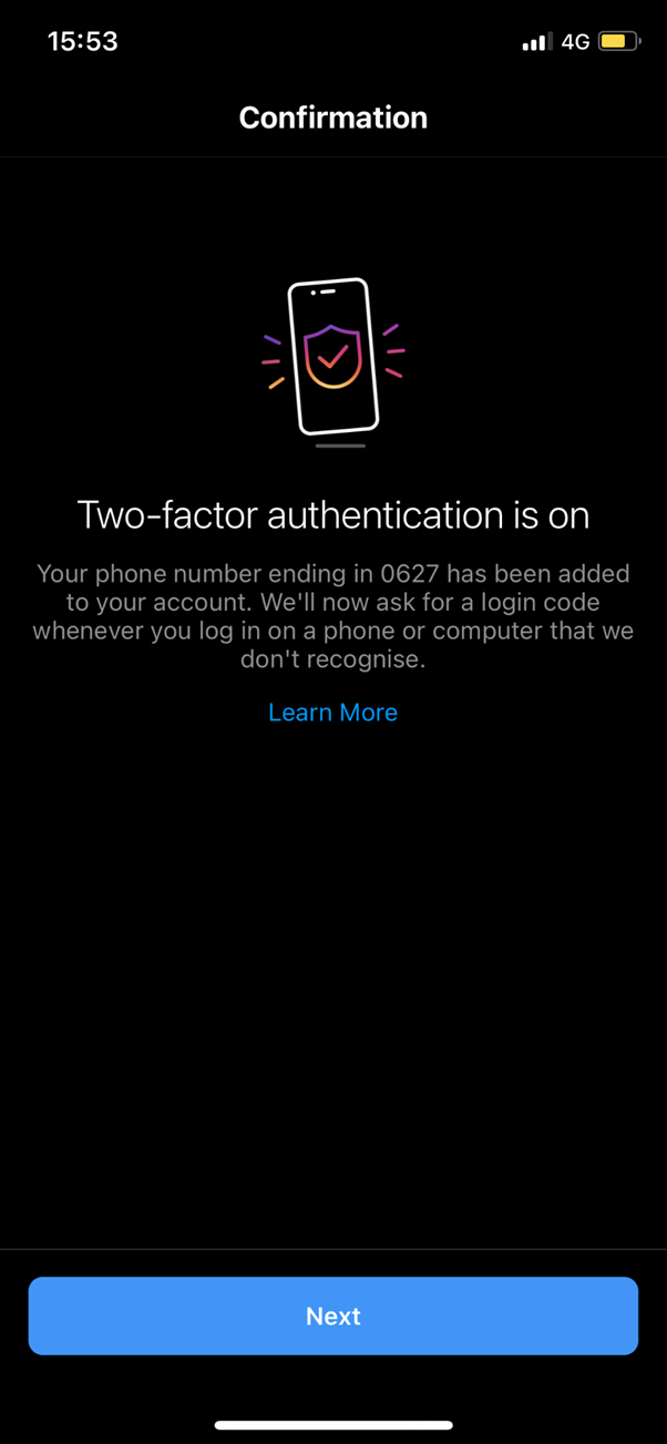 Instagram Double Authentification
